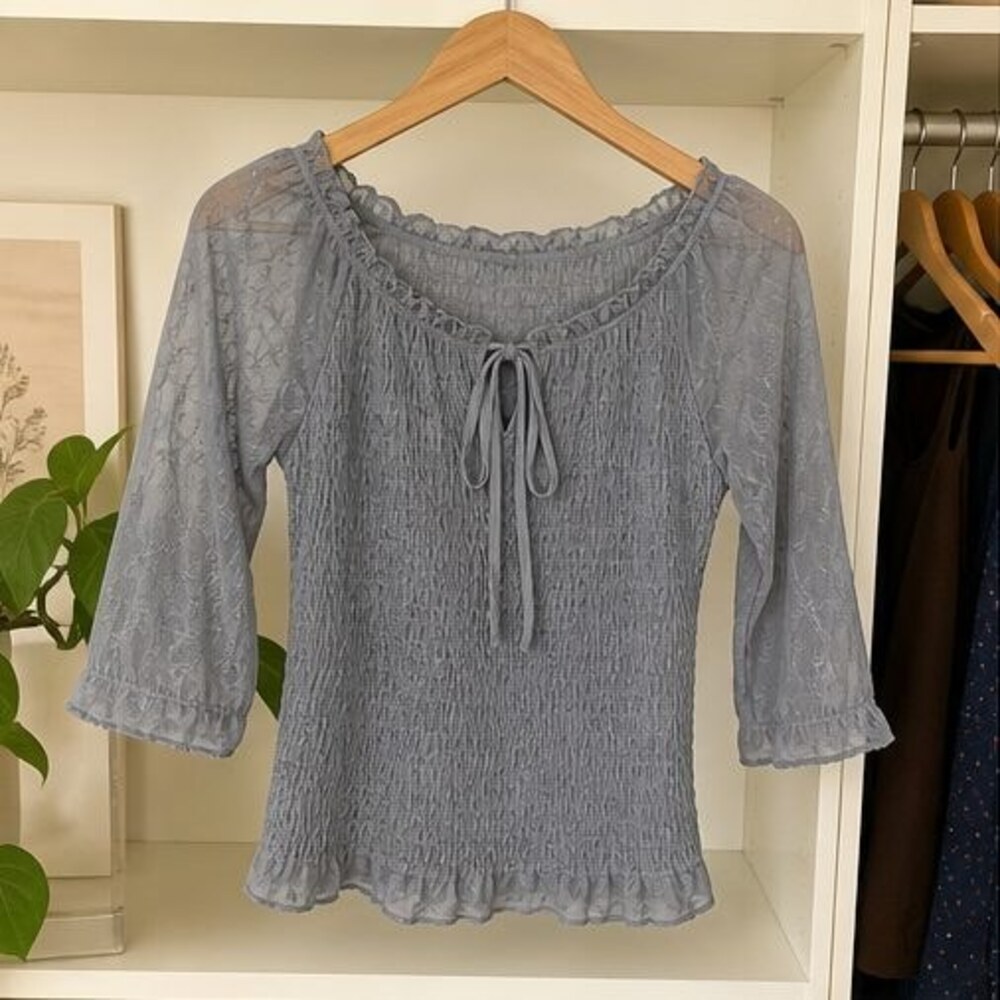 Gray Smocked Top